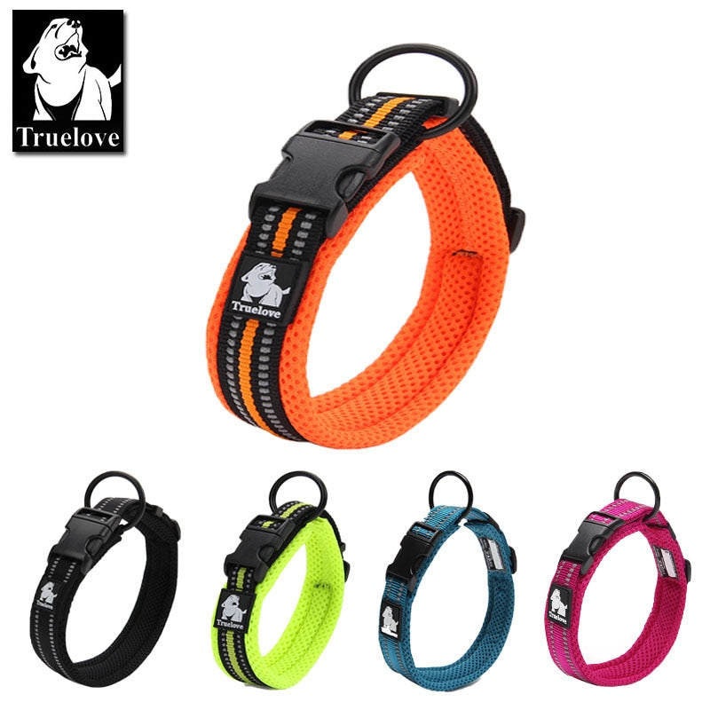 Truelove Adjustable Mesh Padded Dog Collar - 3M Reflective - 11 Colours