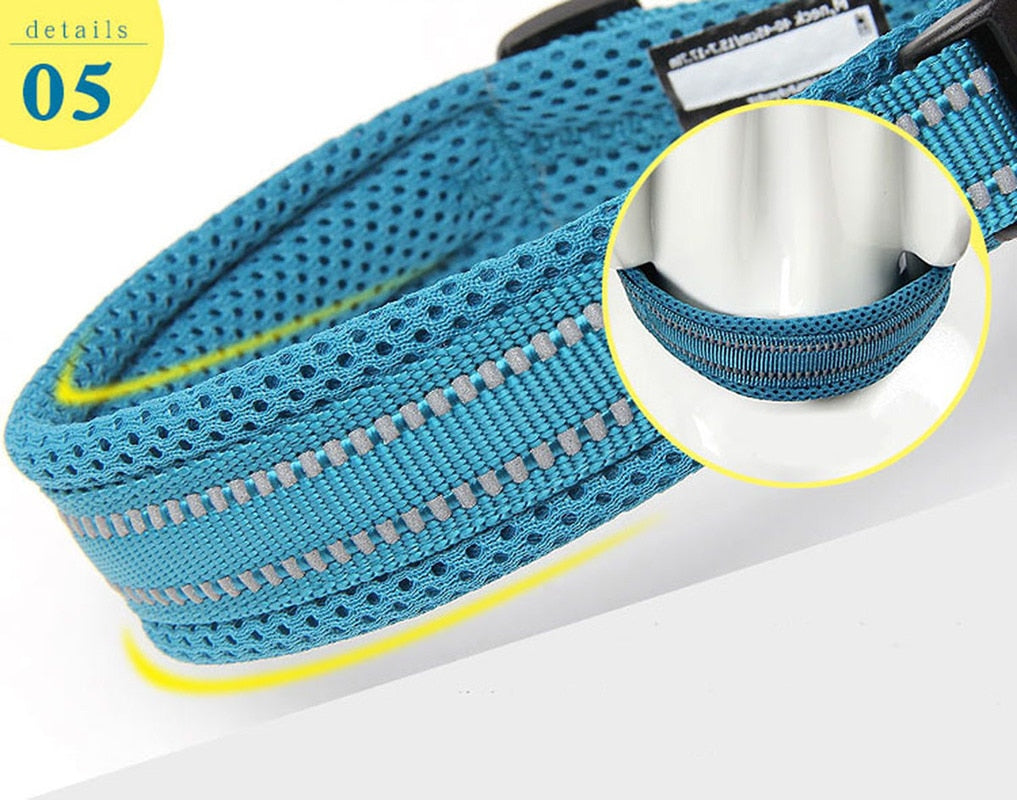 Truelove Adjustable Mesh Padded Dog Collar - 3M Reflective - 11 Colours