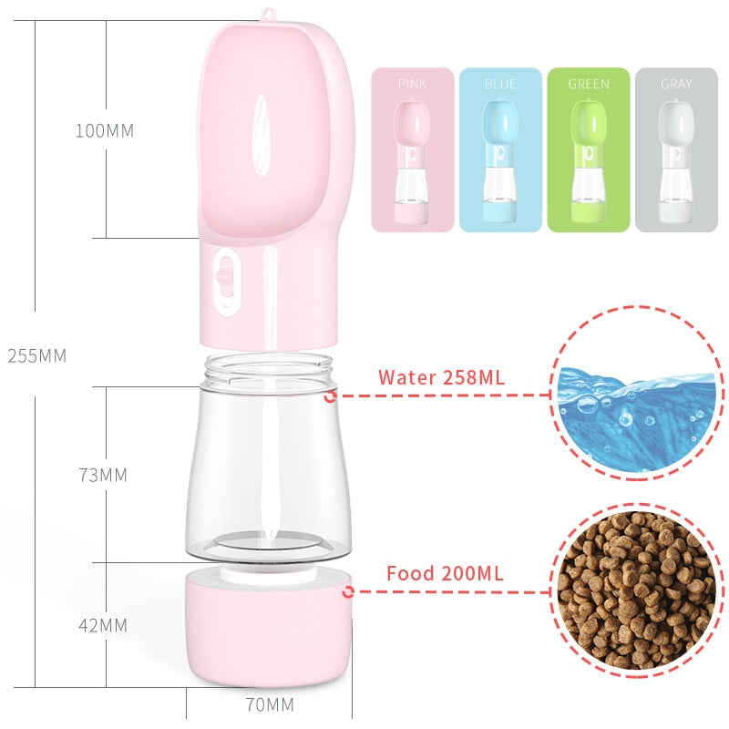 HOOPET 250ml Dog Water Bottle with Integrated Feeder Bowl