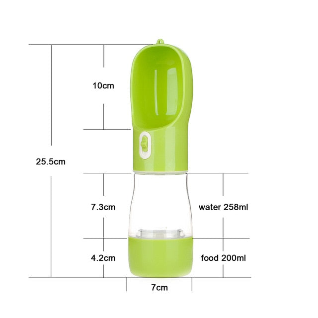 HOOPET 250ml Dog Water Bottle with Integrated Feeder Bowl