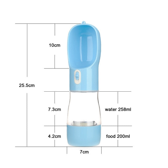 HOOPET 250ml Dog Water Bottle with Integrated Feeder Bowl