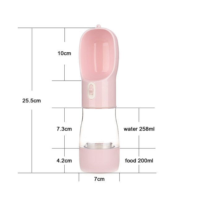 HOOPET 250ml Dog Water Bottle with Integrated Feeder Bowl