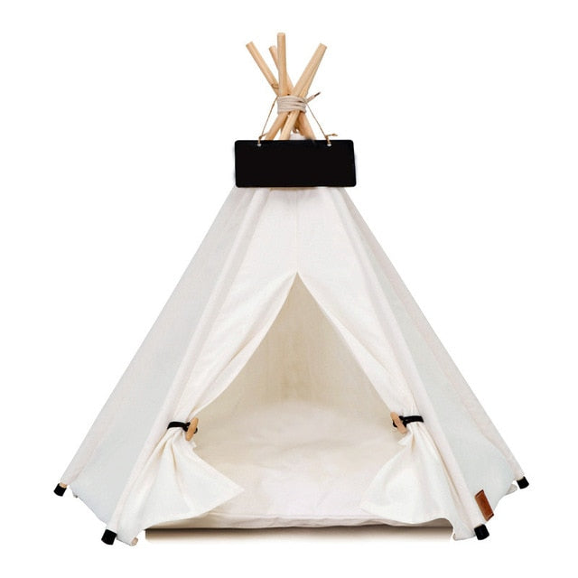 Portable Linen Pet Teepee - Washable - With Mat