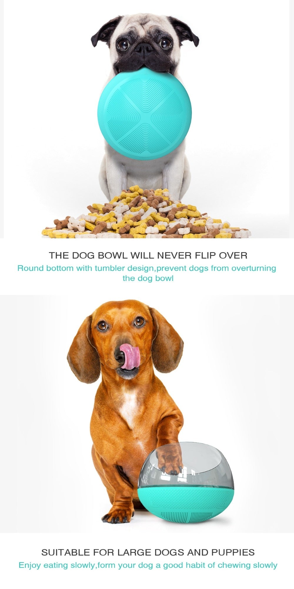 Slow Feeder Dog Bowl - Interactive Tumbler Puzzle