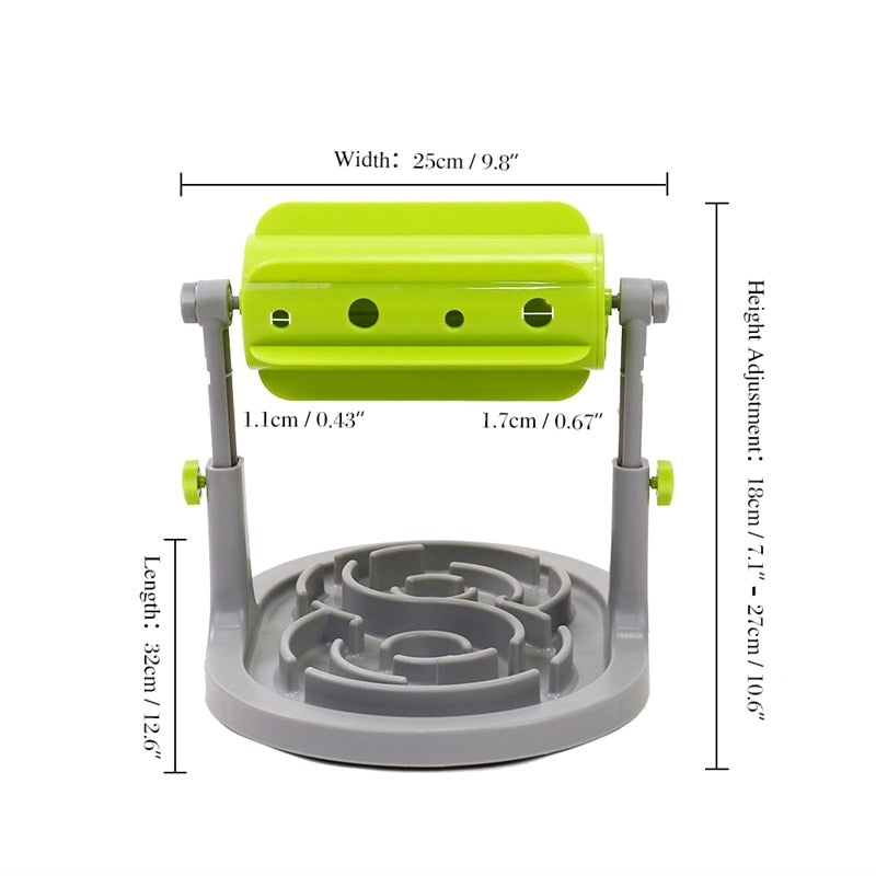 Slow Feeder with Interactive Puzzle Toy - Adjustable Height