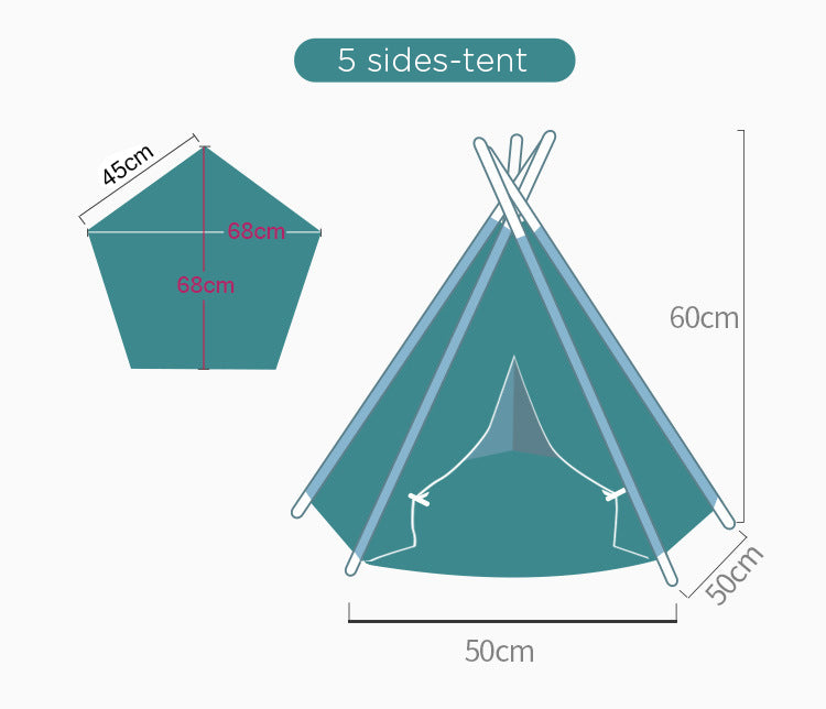 Portable Linen Pet Teepee - Washable - With Mat