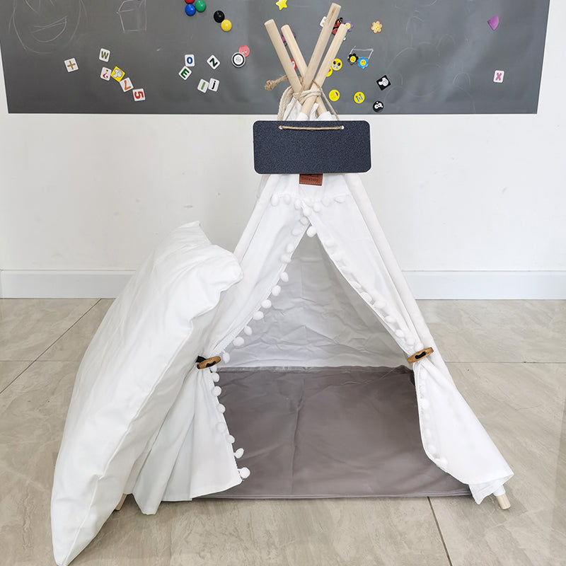 Portable Linen Pet Teepee - Washable - With Mat